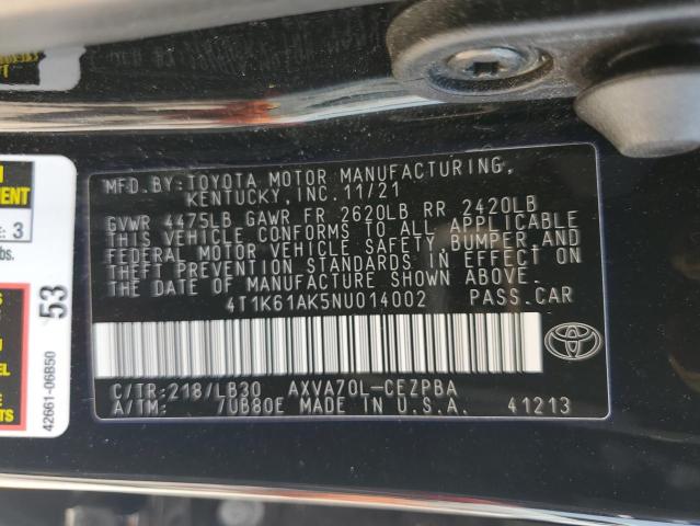 VIN 4T1K61AK5NU014002 2022 Toyota Camry, Xse no.12