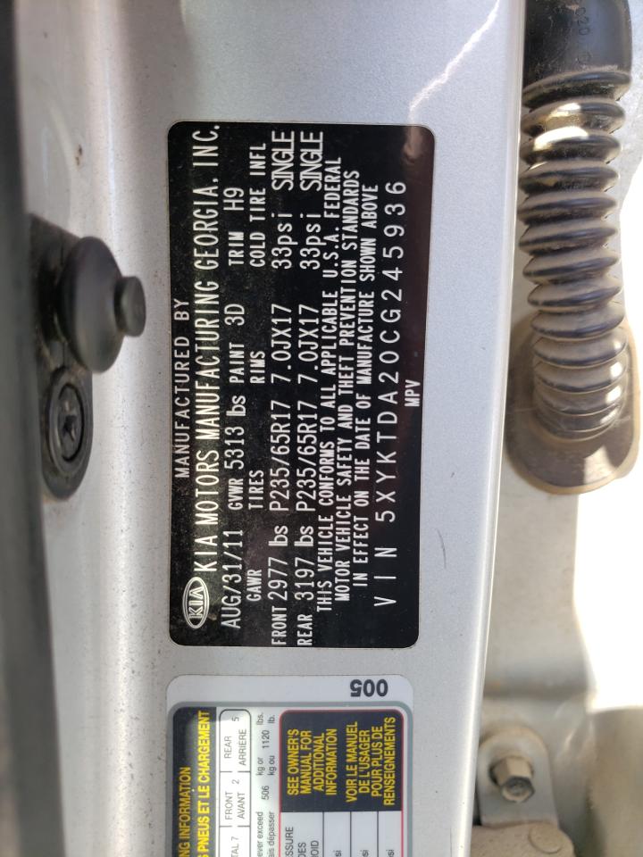 5XYKTDA20CG245936 2012 Kia Sorento Base