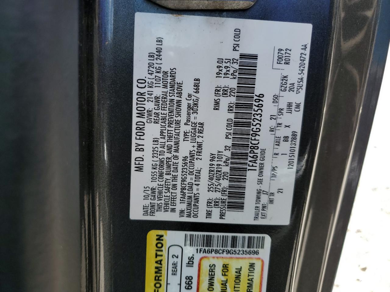 1FA6P8CF9G5235696 2016 Ford Mustang Gt