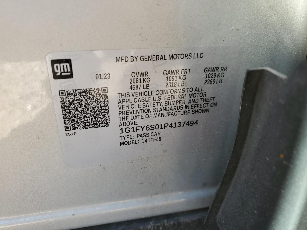 1G1FY6S01P4137494 2023 Chevrolet Bolt Euv Lt