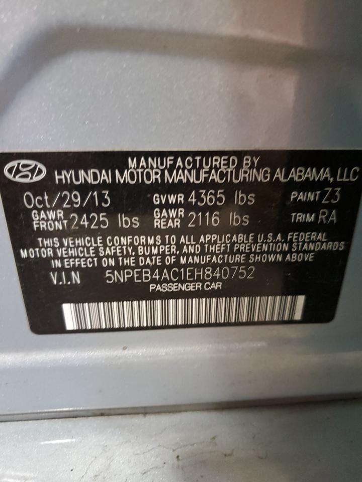 5NPEB4AC1EH840752 2014 Hyundai Sonata Gls