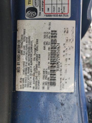 2009 Ford Fusion Se VIN: 3FAHP07Z99R160674 Lot: 61891954