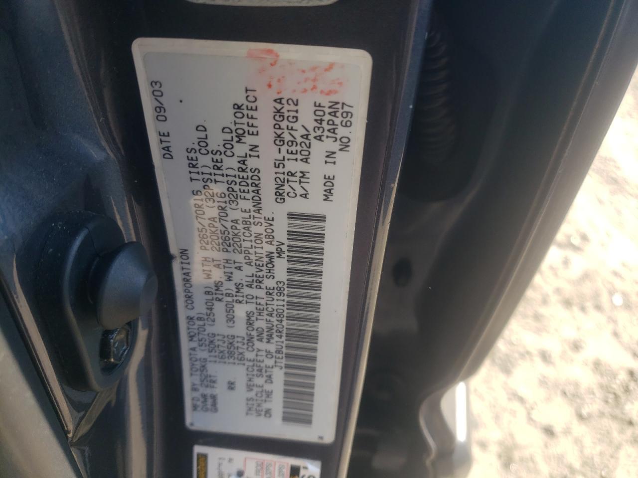 JTEBU14R048011983 2004 Toyota 4Runner Sr5