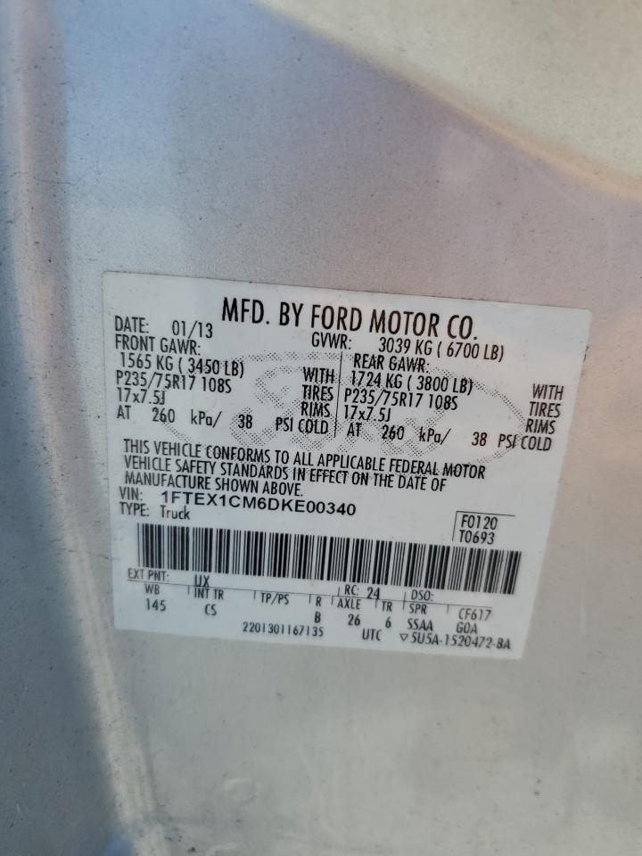 1FTEX1CM6DKE00340 2013 Ford F150 Super Cab