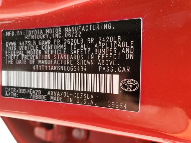 VIN 4T1T11AK6NU065494 2022 Toyota Camry, SE no.12