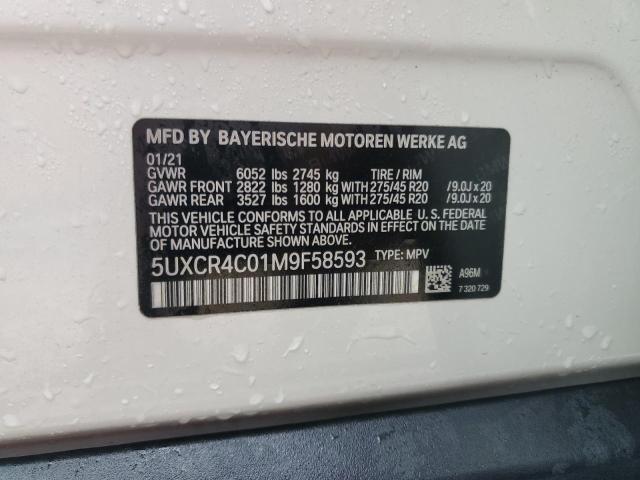 VIN 5UXCR4C01M9F58593 2021 BMW X5, Sdrive 40I no.14