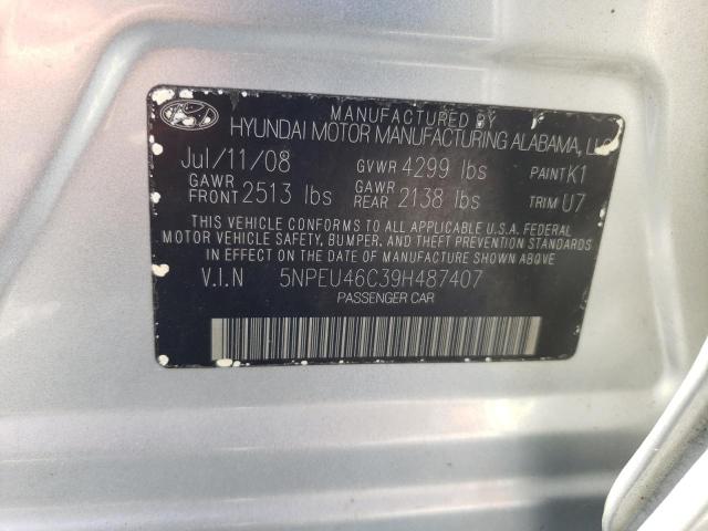 2009 Hyundai Sonata Se VIN: 5NPEU46C39H487407 Lot: 61314134