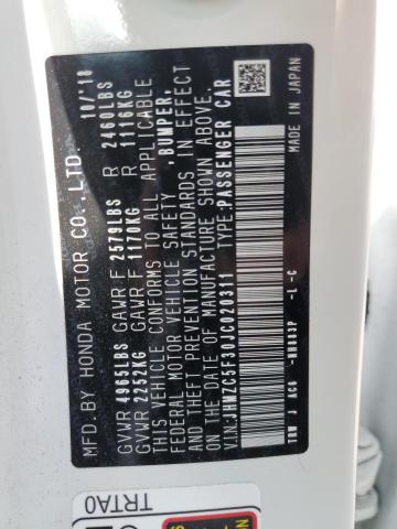 2018 Honda Clarity Touring VIN: JHMZC5F30JC020311 Lot: 62074684