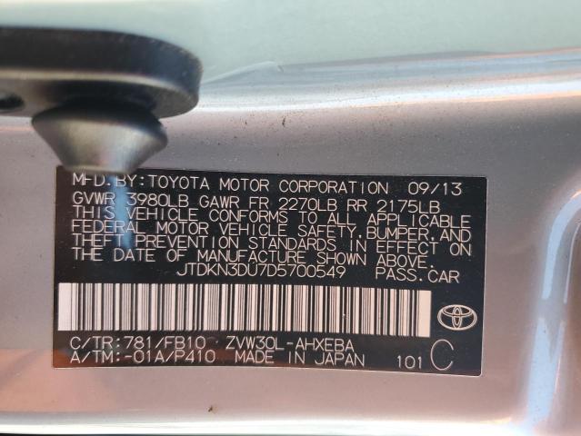 2013 Toyota Prius VIN: JTDKN3DU7D5700549 Lot: 63549944