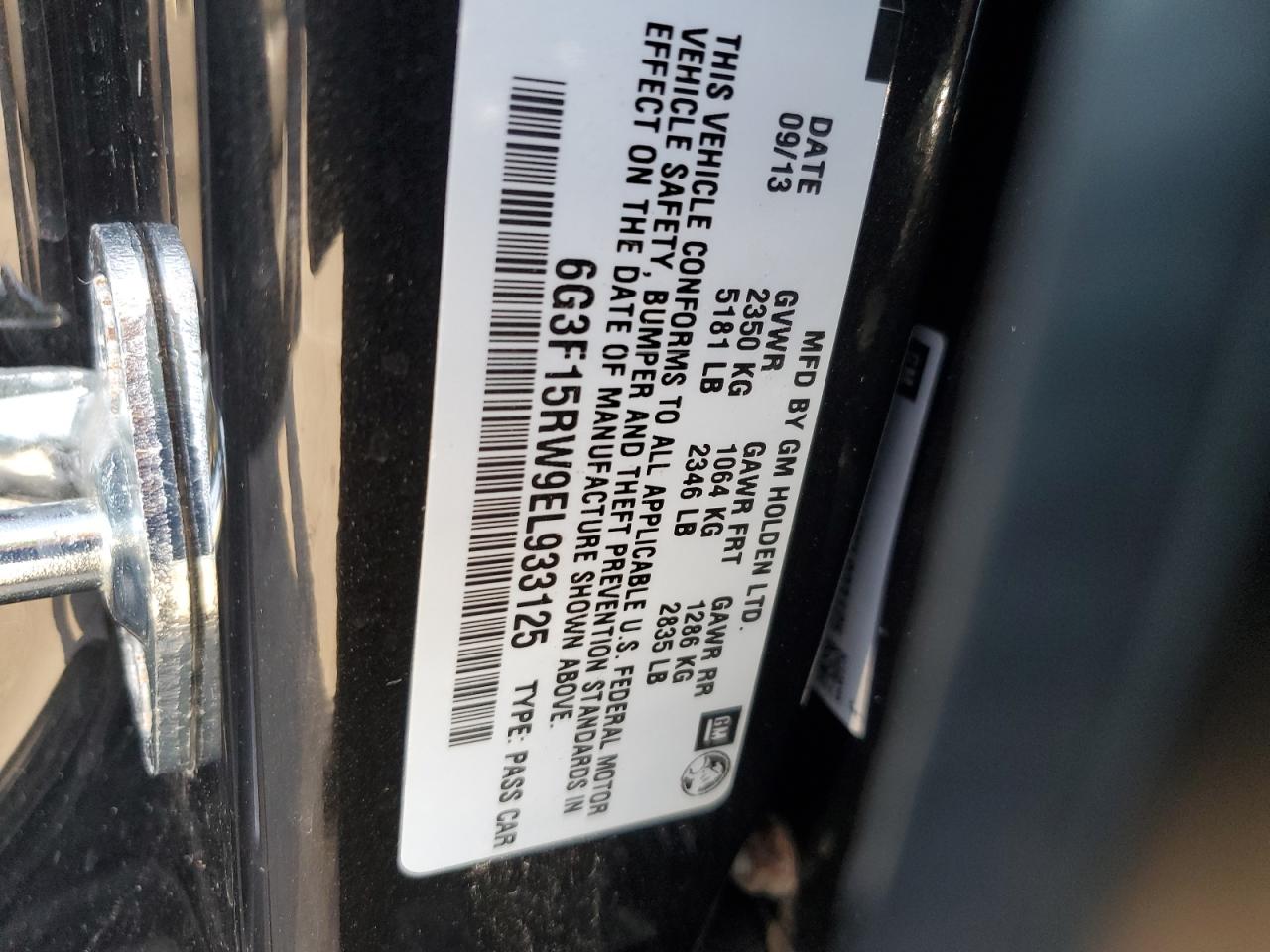 6G3F15RW9EL933125 2014 Chevrolet Ss