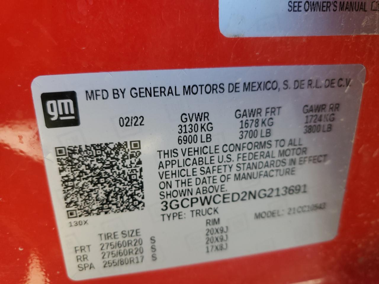 3GCPWCED2NG213691 2022 Chevrolet Silverado Ltd C1500 Lt