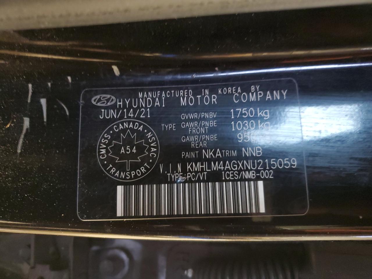 KMHLM4AGXNU215059 2022 Hyundai Elantra Sel