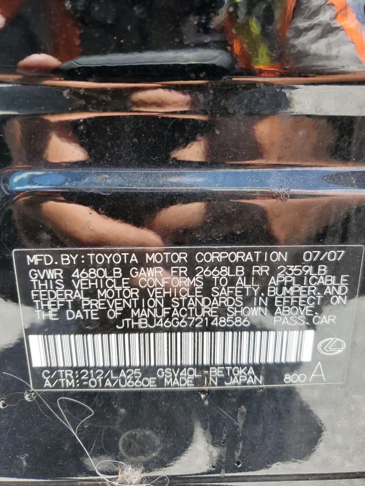 JTHBJ46G672148586 2007 Lexus Es 350