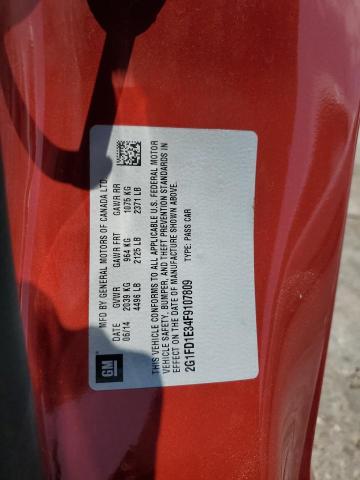 2015 CHEVROLET CAMARO LT - 2G1FD1E34F9107809