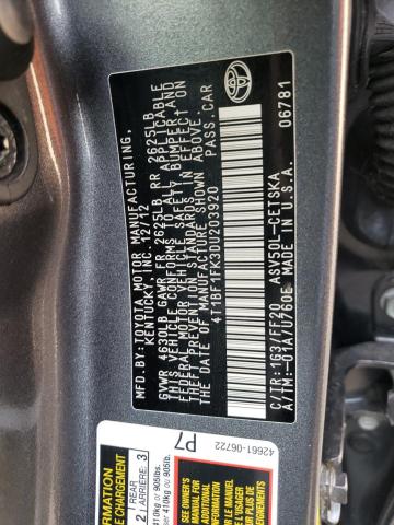 VIN 4T1BF1FK3DU203920 2013 Toyota Camry, L no.12