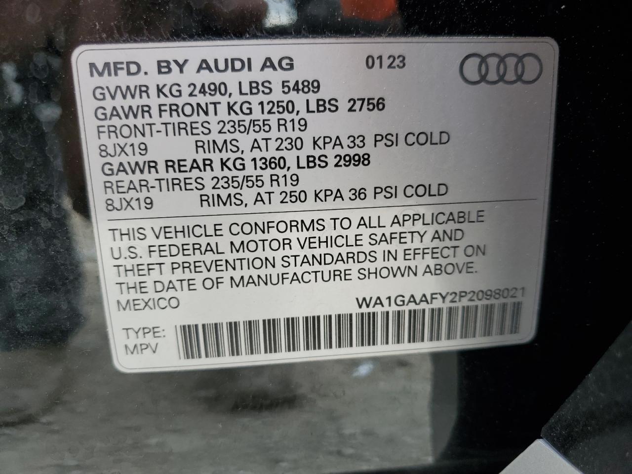 WA1GAAFY2P2098021 2023 Audi Q5 Premium 45