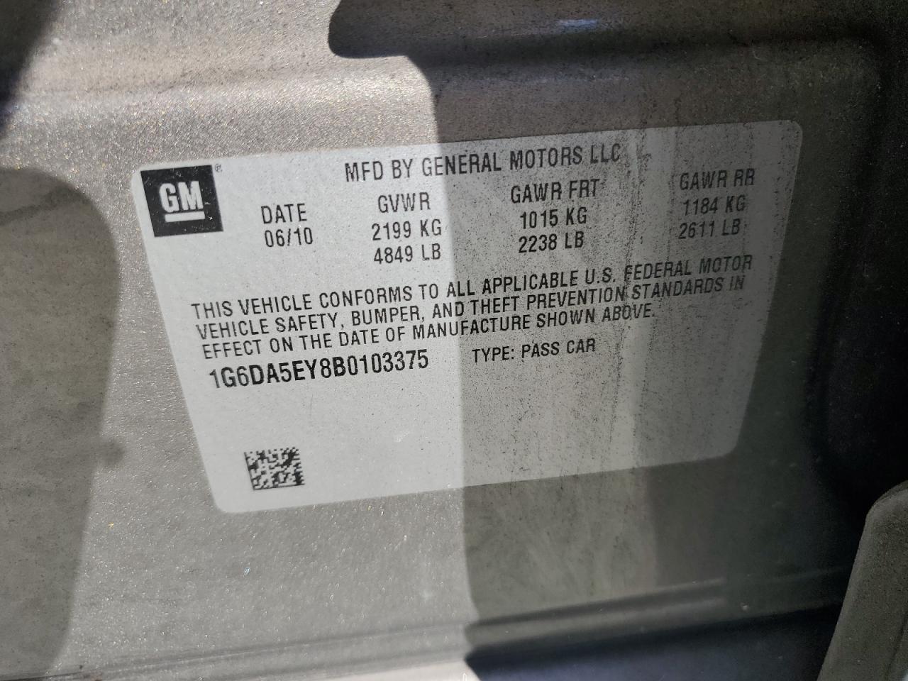 1G6DA5EY8B0103375 2011 Cadillac Cts