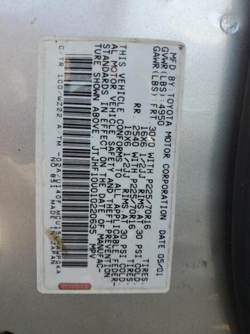 2001 Lexus Rx 300 VIN: JTJHF10U010220635 Lot: 61805784