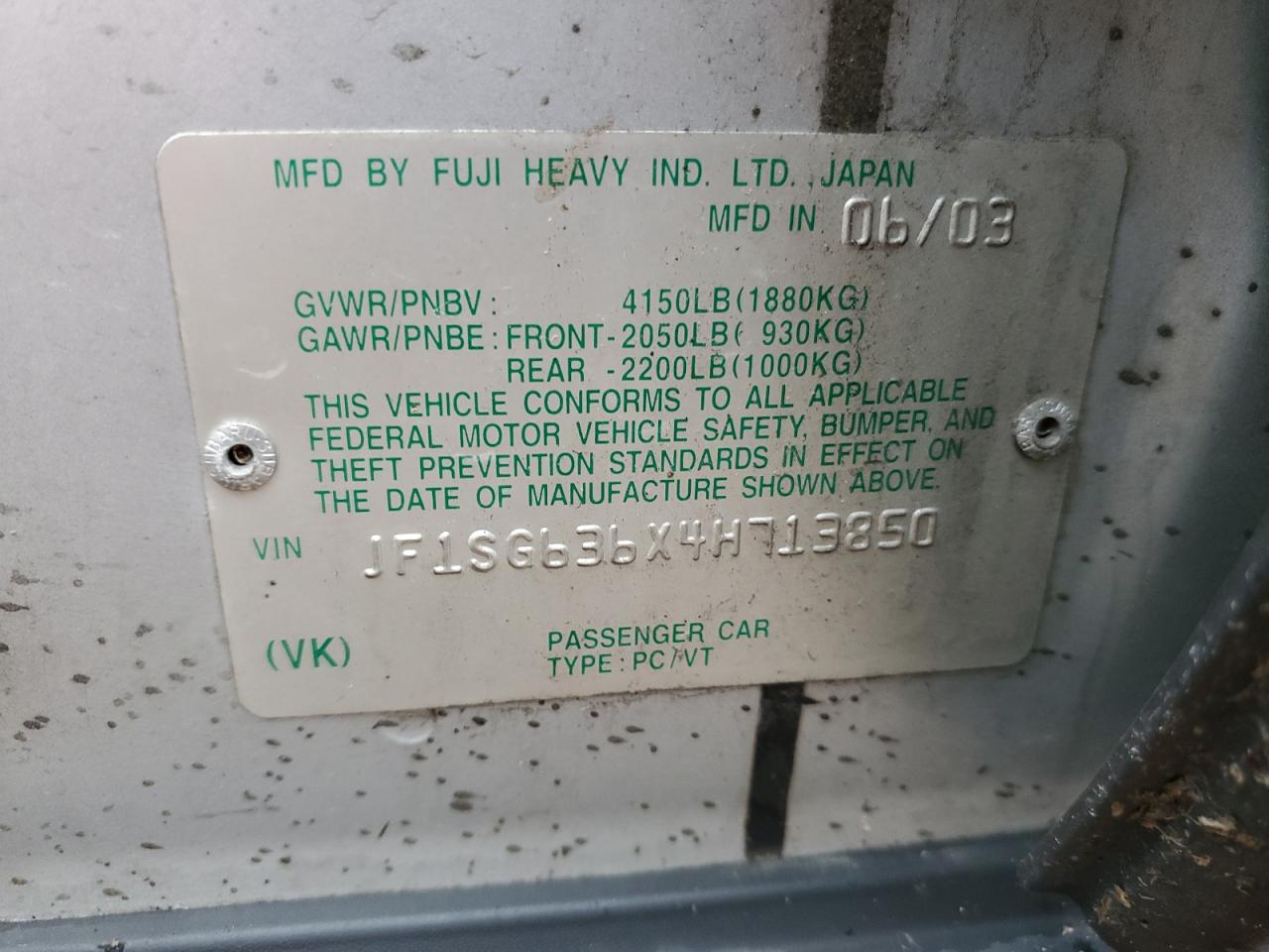 JF1SG636X4H713850 2004 Subaru Forester 2.5X