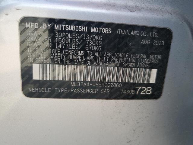 2014 Mitsubishi Mirage Es VIN: ML32A4HJ6EH002860 Lot: 61846514