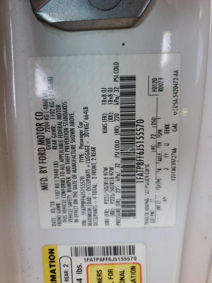 1FATP8FF6J5155570 2018 Ford Mustang Gt