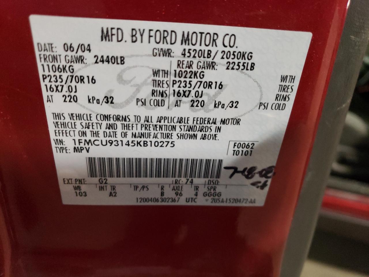 1FMCU93145KB10275 2005 Ford Escape Xlt