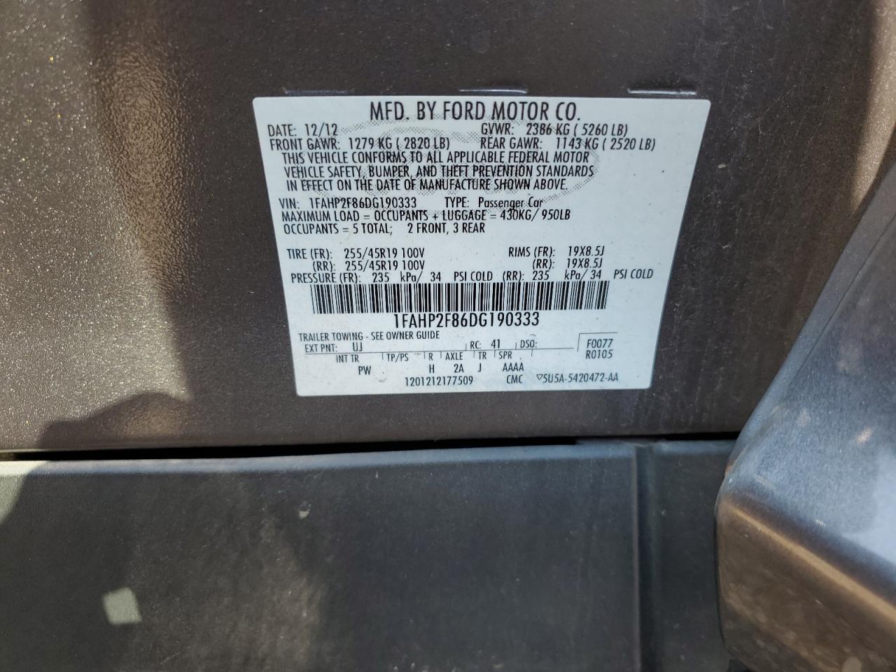 1FAHP2F86DG190333 2013 Ford Taurus Limited