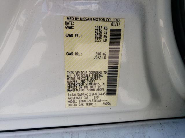 2017 NISSAN ALTIMA 2.5 - 1N4AL3AP4HC194346