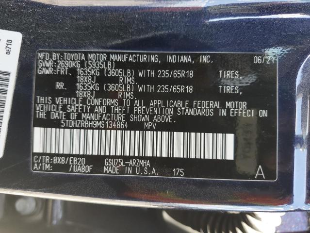 VIN 5TDHZRBH9MS134864 2021 TOYOTA HIGHLANDER no.13