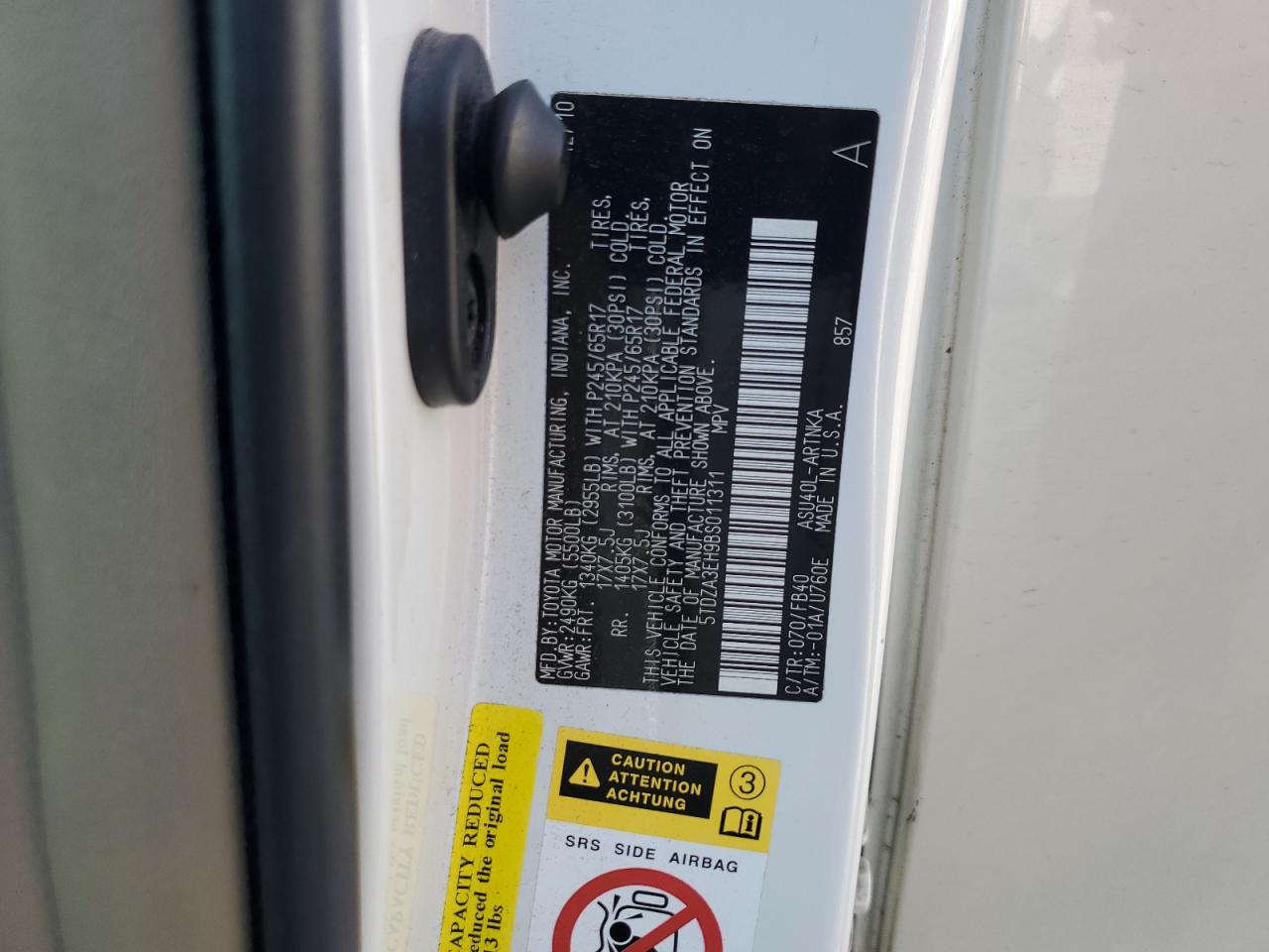 5TDZA3EH9BS011311 2011 Toyota Highlander Base