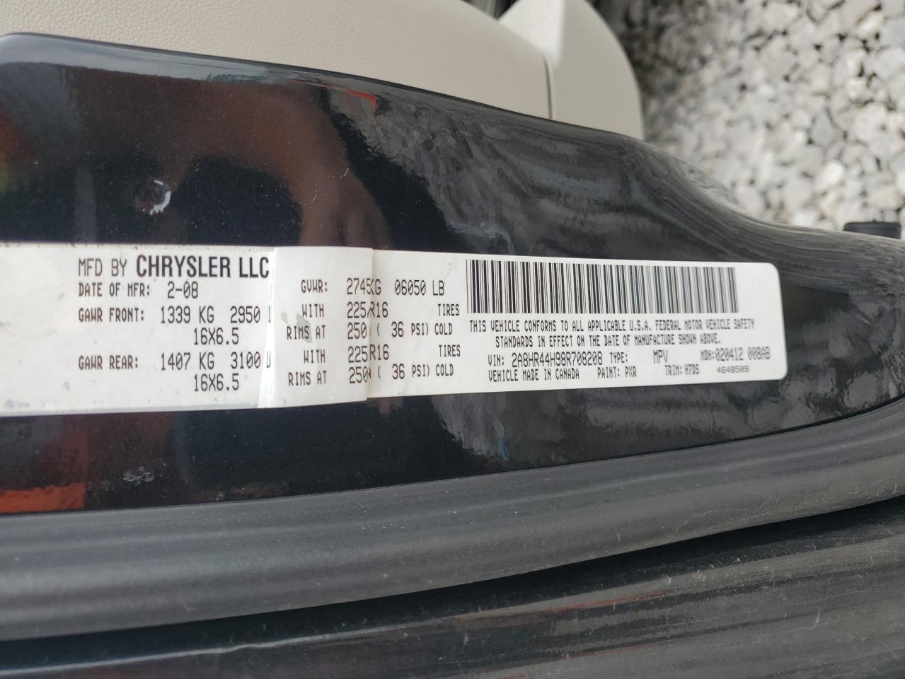 2A8HR44H98R708208 2008 Chrysler Town & Country Lx