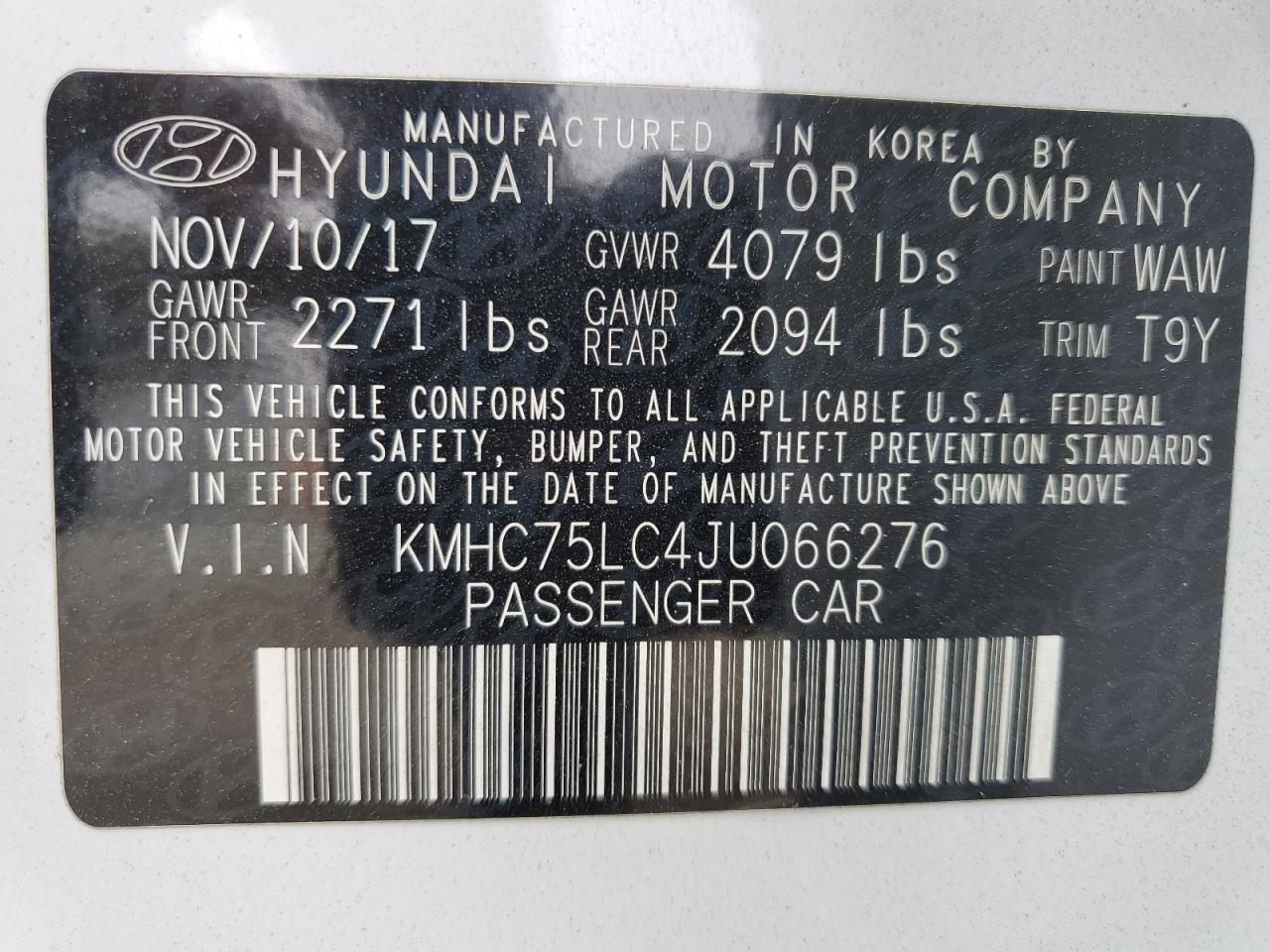 KMHC75LC4JU066276 2018 Hyundai Ioniq Sel