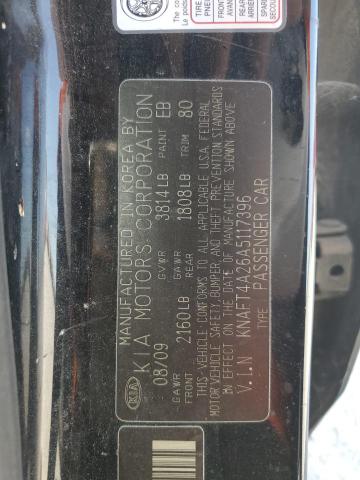 2010 Kia Forte Lx VIN: KNAFT4A26A5117396 Lot: 59987274