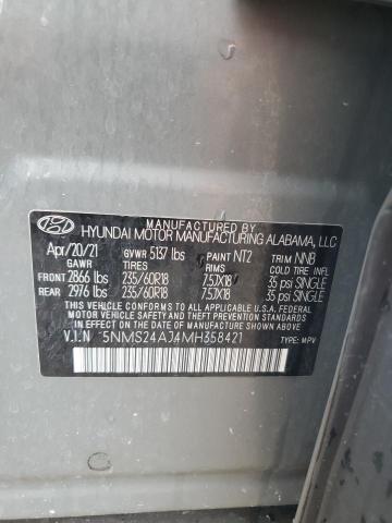 2021 Hyundai Santa Fe Sel VIN: 5NMS24AJ4MH358421 Lot: 62308674