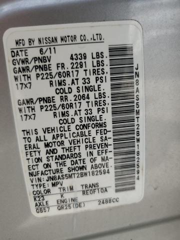 2011 Nissan Rogue S VIN: JN8AS5MT2BW182594 Lot: 61541964