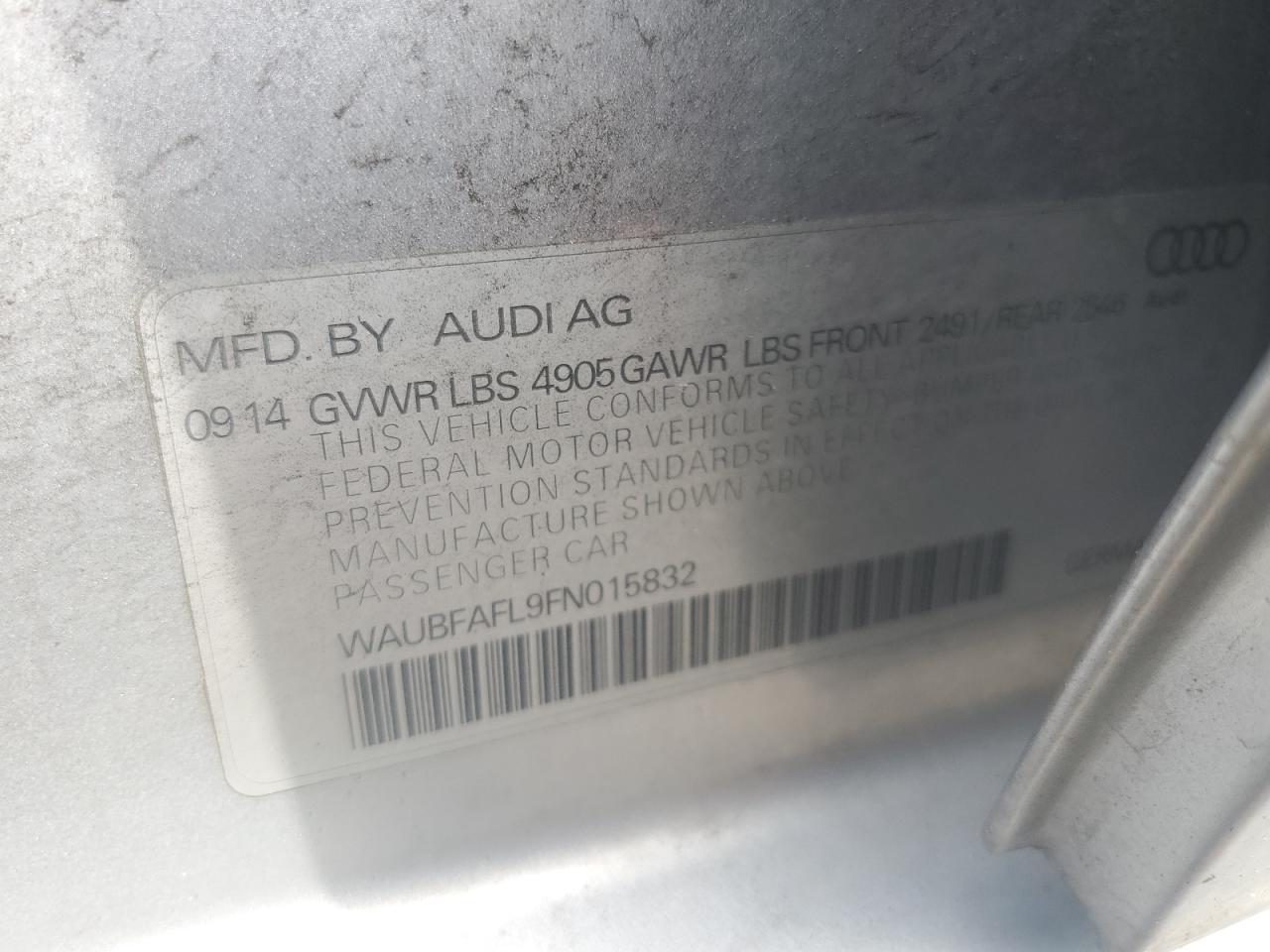 WAUBFAFL9FN015832 2015 Audi A4 Premium