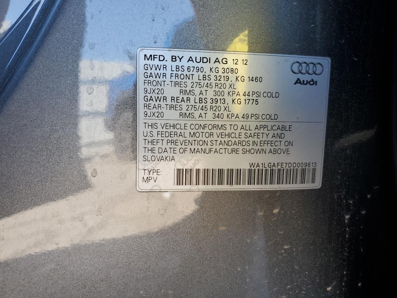 WA1LGAFE7DD009613 2013 Audi Q7 Premium Plus