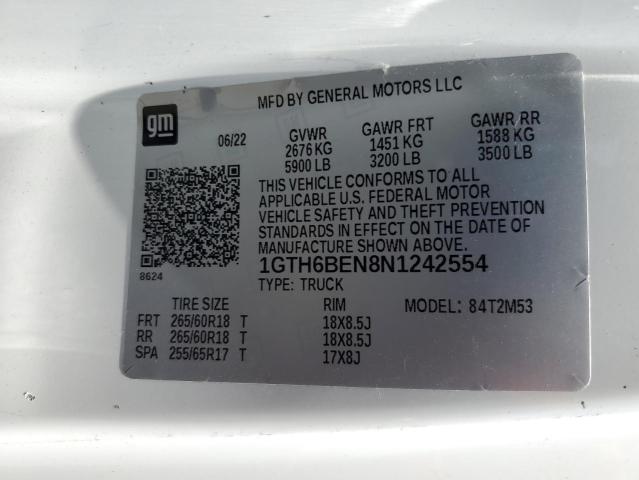 2022 GMC Canyon Elevation VIN: 1GTH6BEN8N1242554 Lot: 60275704