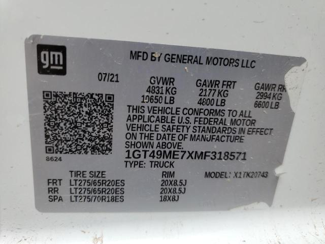 2021 GMC SIERRA K25 - 1GT49ME7XMF318571