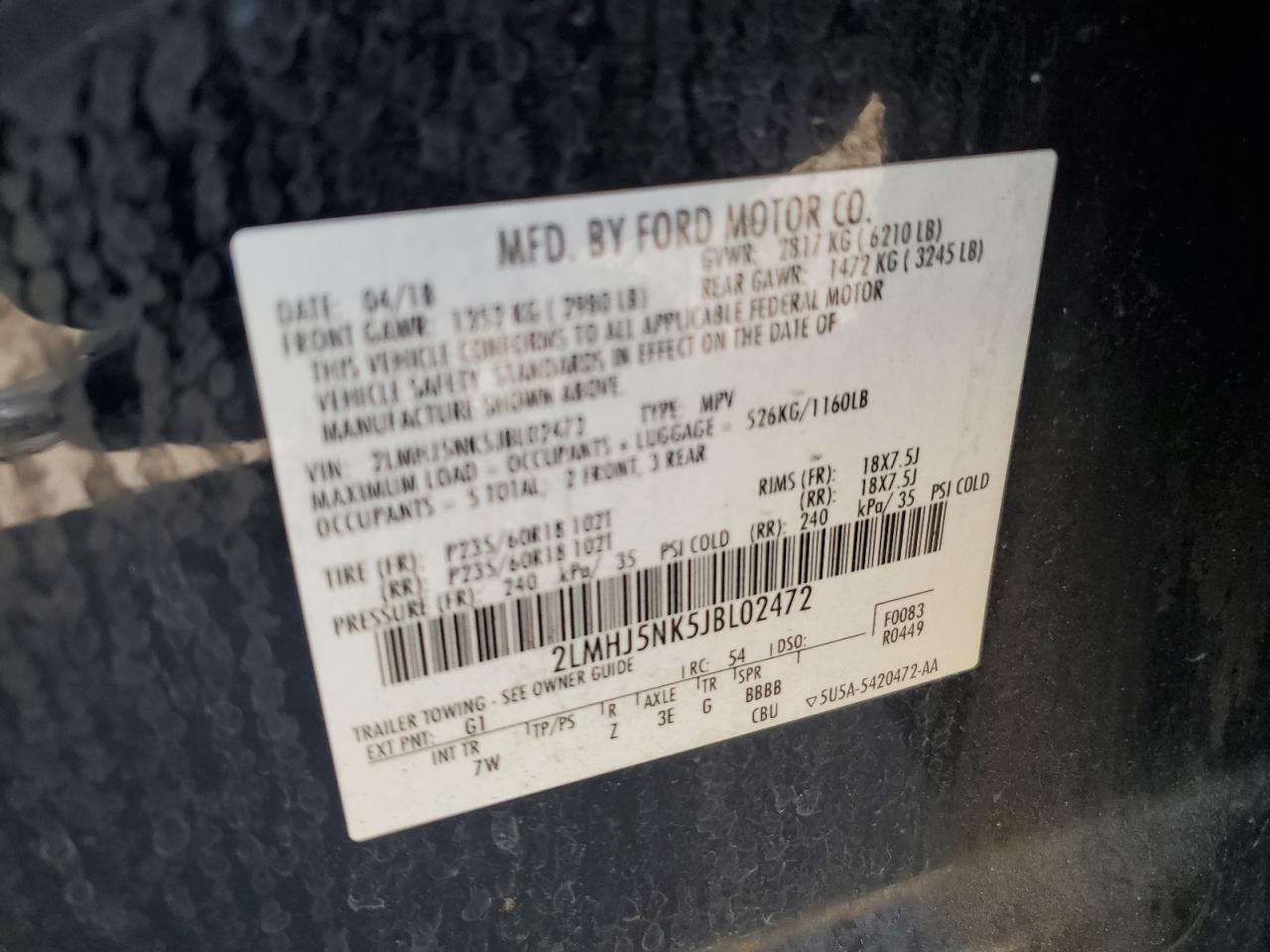 2LMHJ5NK5JBL02472 2018 Lincoln Mkt