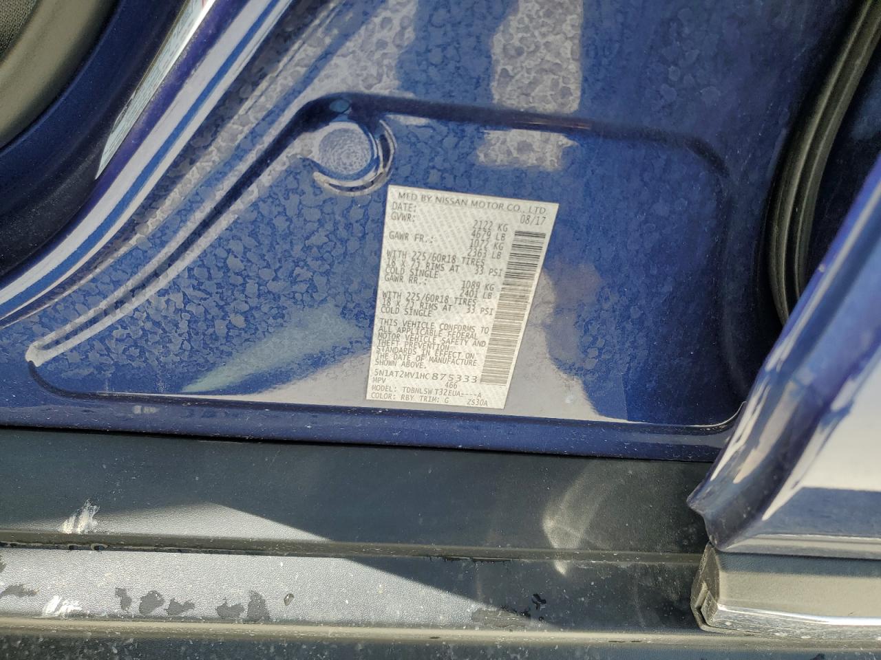 5N1AT2MV1HC875333 2017 Nissan Rogue Sv