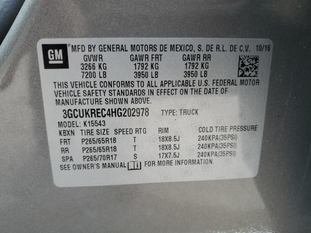 2017 CHEVROLET SILVERADO - 3GCUKREC4HG202978