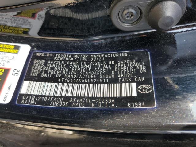 VIN 4T1G11AK6NU624611 2022 Toyota Camry, SE no.13