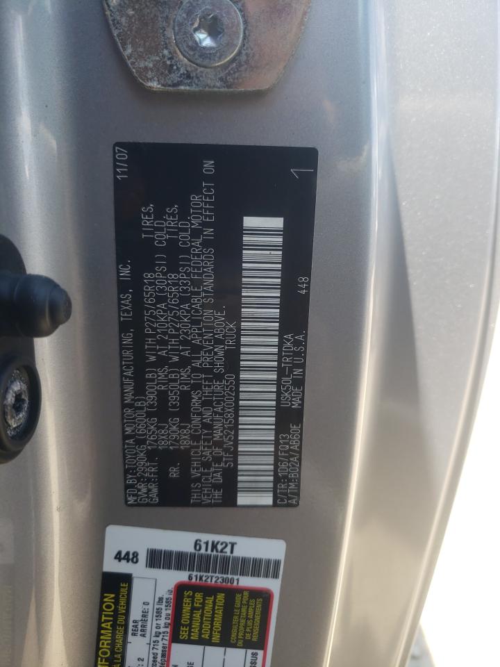 5TFJV52158X002550 2008 Toyota Tundra