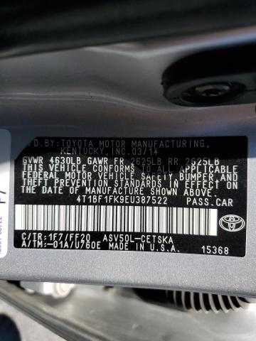 VIN 4T1BF1FK9EU387522 2014 Toyota Camry, L no.12