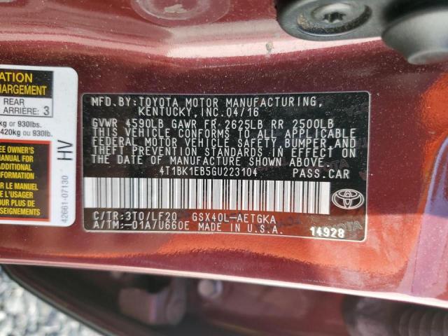 2016 Toyota Avalon Xle VIN: 4T1BK1EB5GU223104 Lot: 61139994