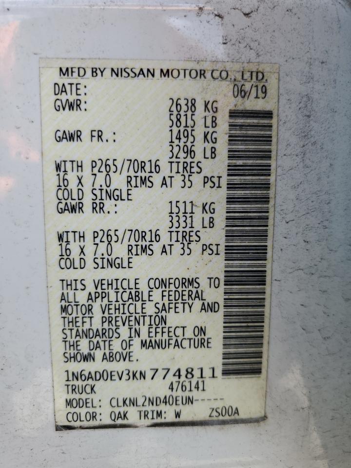 1N6AD0EV3KN774811 2019 Nissan Frontier S 1N6AD0EV3KN774811 2019 Nissan Frontier S