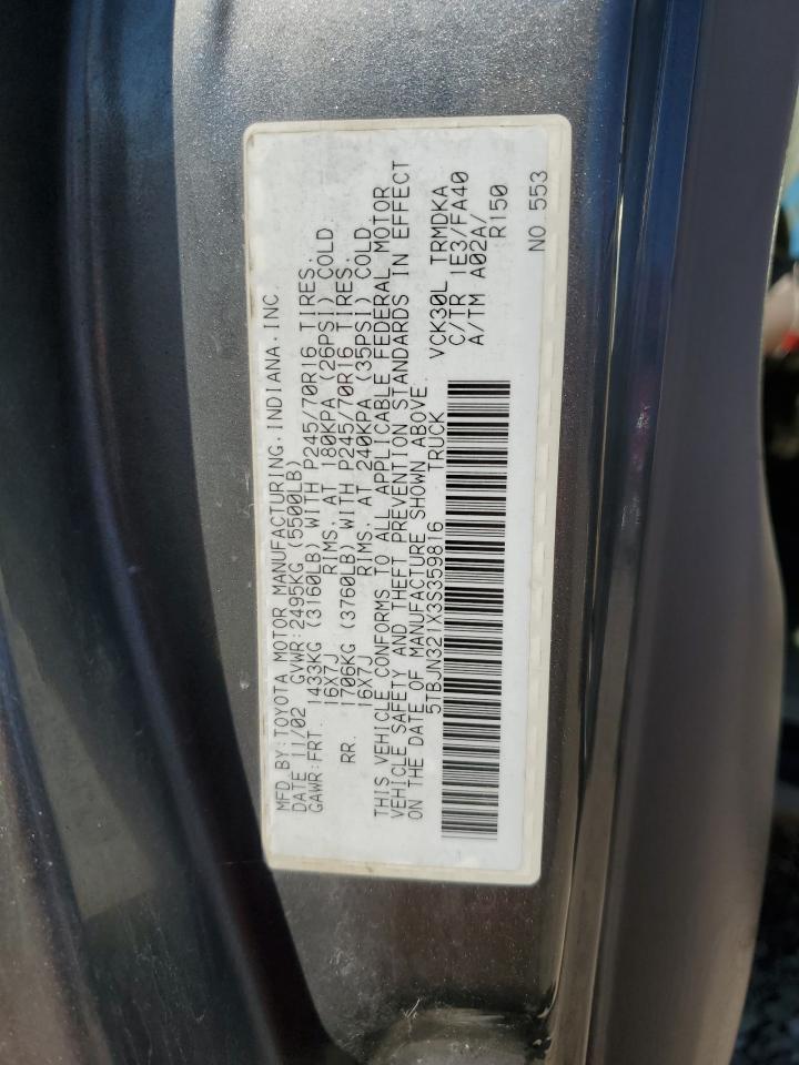 5TBJN321X3S359816 2003 Toyota Tundra