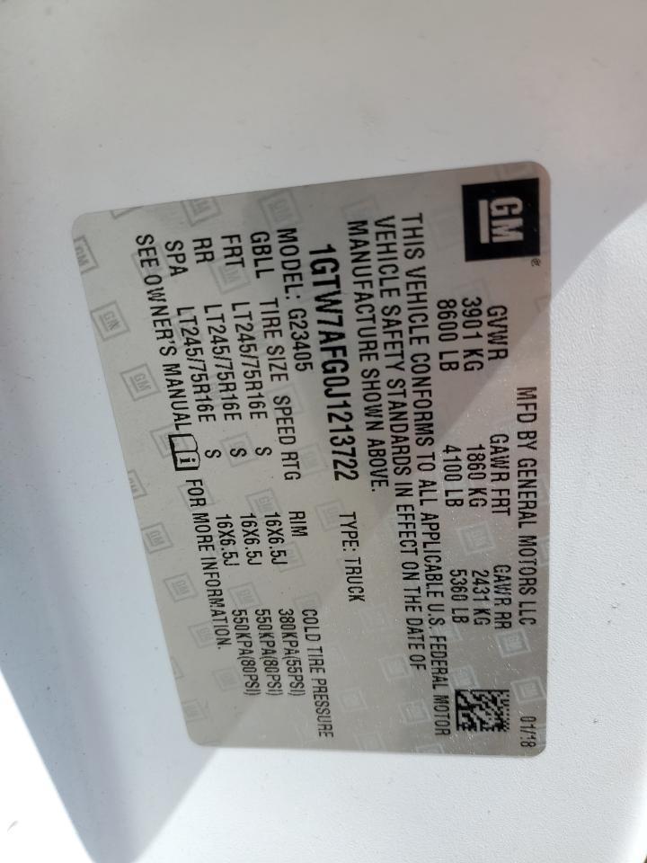 1GTW7AFG0J1213722 2018 GMC Savana G2500