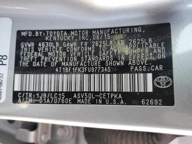 VIN 4T1BF1FK3FU977345 2015 Toyota Camry, LE no.12